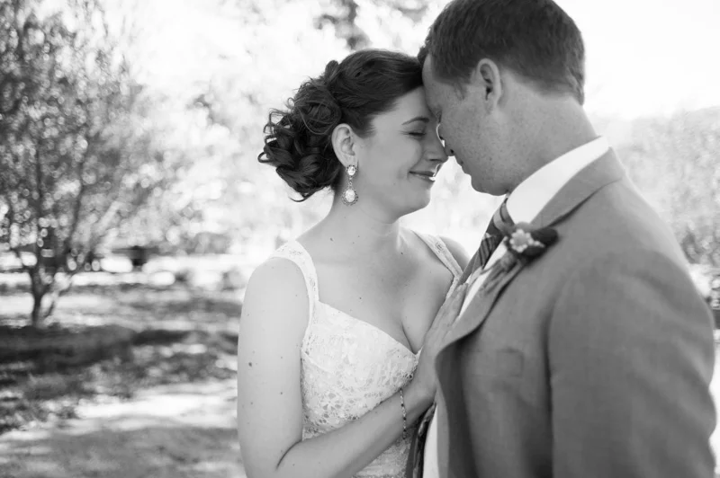 Bride and Groom embrace