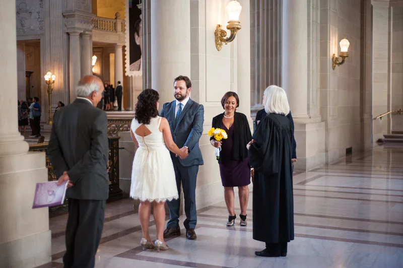 Intimate wedding ceremony at San Francisco City Hall