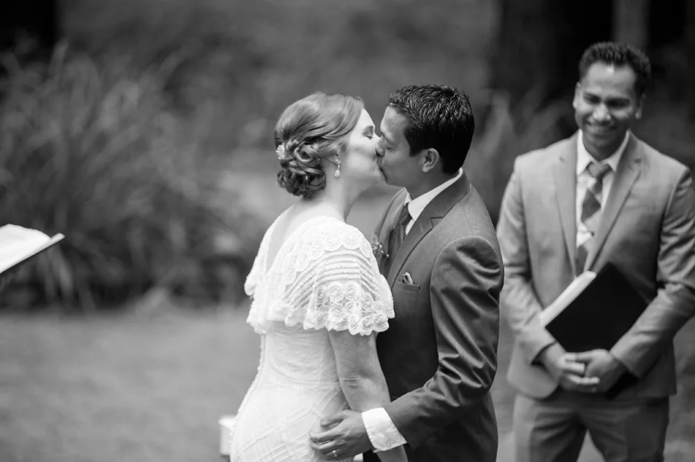 Bride and Groom Kiss