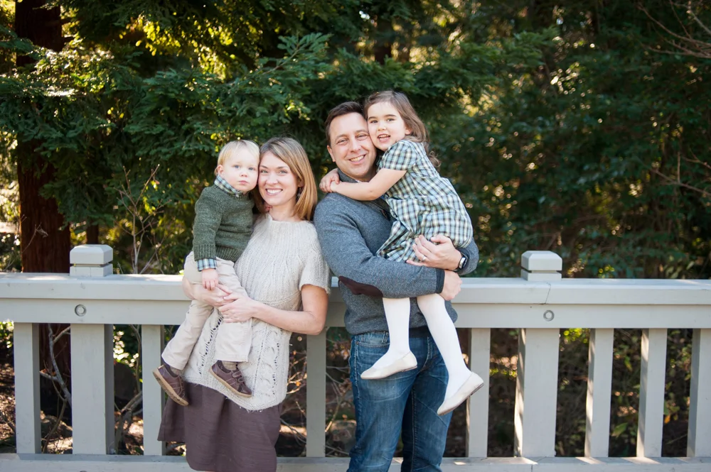 Portrait of family in Piedmont Park in Piedmont, CA