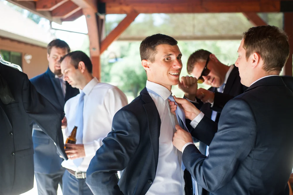 Groomsmen getting ready for wedding in Sebsatopol