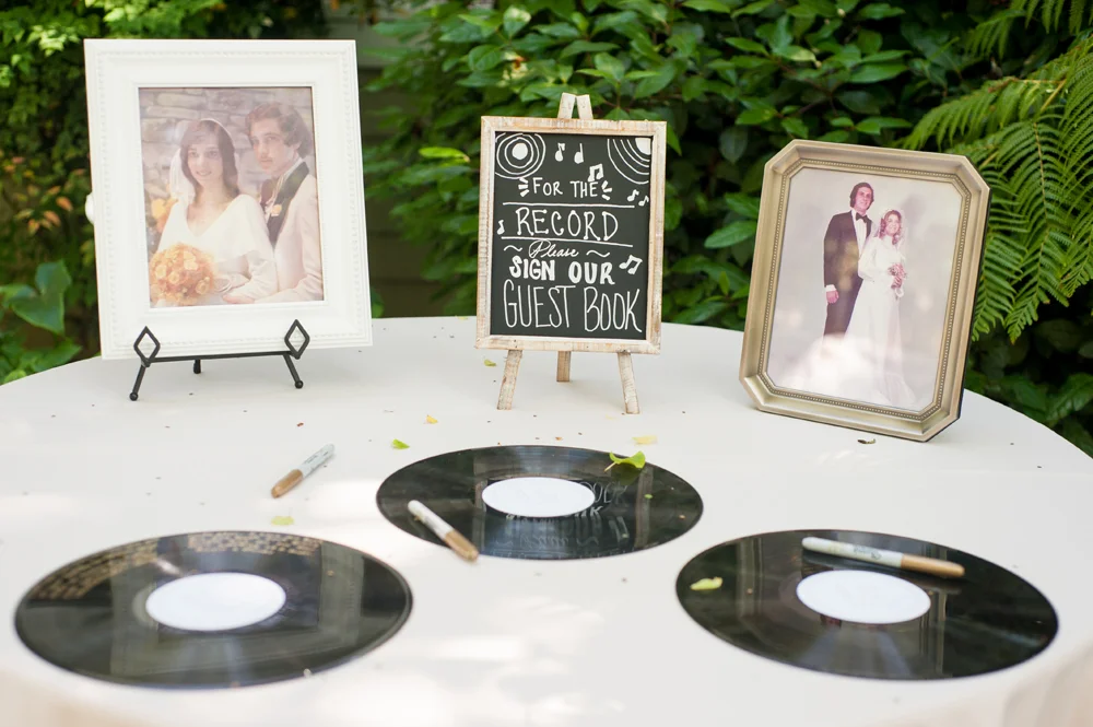 Records being used as wedding guestbook