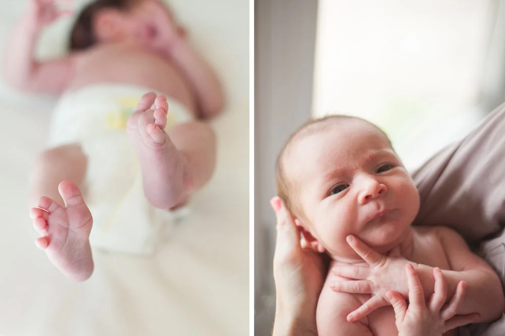 Detail photo of hands and feet during newborn family session