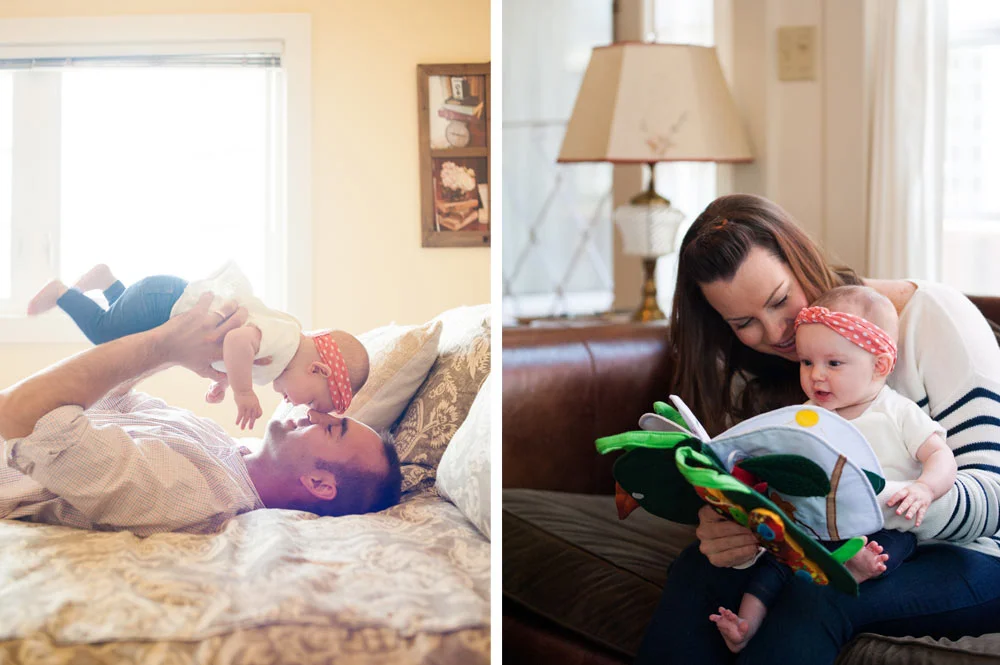 Mom and dad playing with daughter