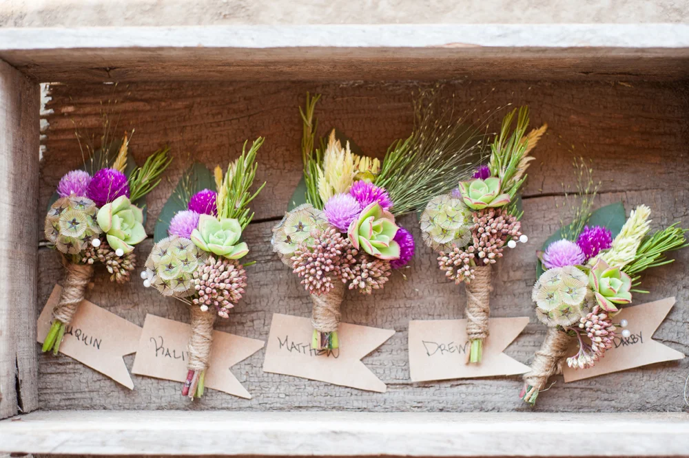Detail of wedding boutonniere