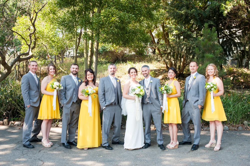 Wedding party at Scout Rock in Oakland