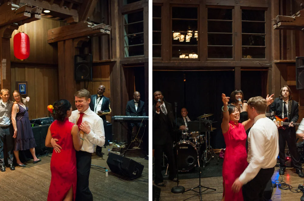 Bride and groom dancing
