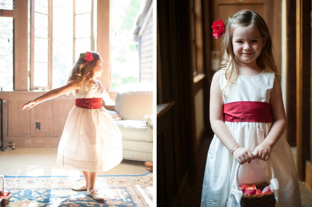 Portraits of flower girl at UC Berkeley wedding