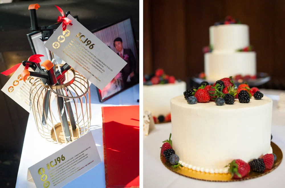 Photo of wedding cake with berries on top