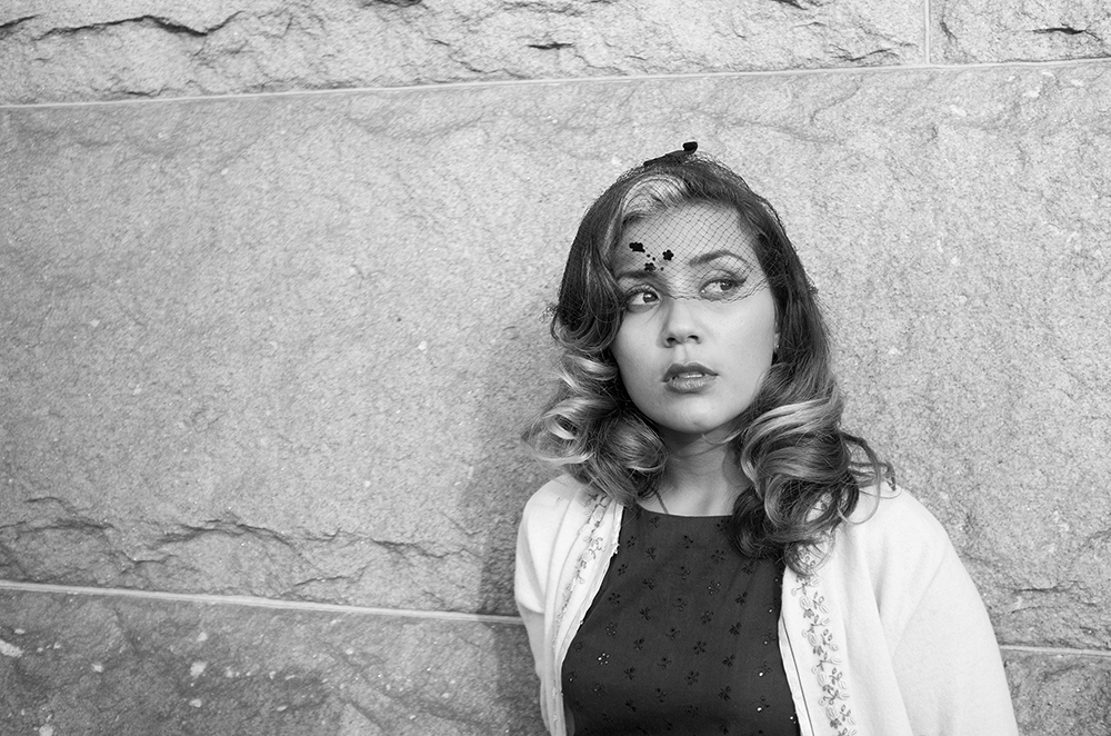 Portrait of woman in vintage clothing in Oakland