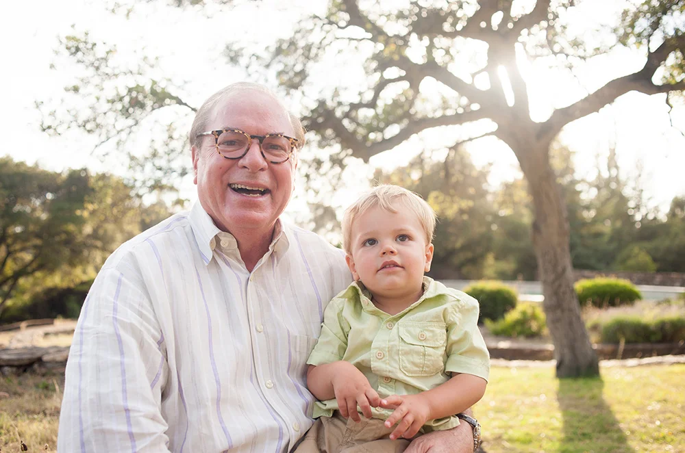 Grandpa and grandson in Oakland park