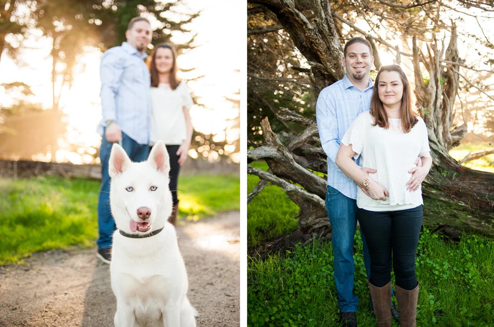 Engagement portraits at Lighthouse Field Beach in Santa Cruz