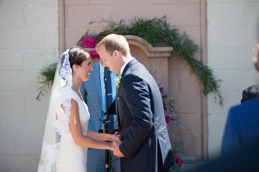 Bride and Groom during wedding ceremony at Pizzaiolo