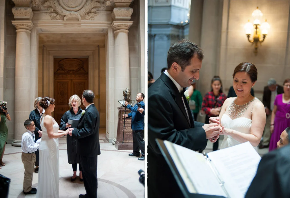 Wedding ceremony in the rotunda at San Francisco City Hall