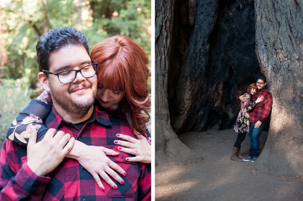 Portrait of engaged couple in Big Basin State Park