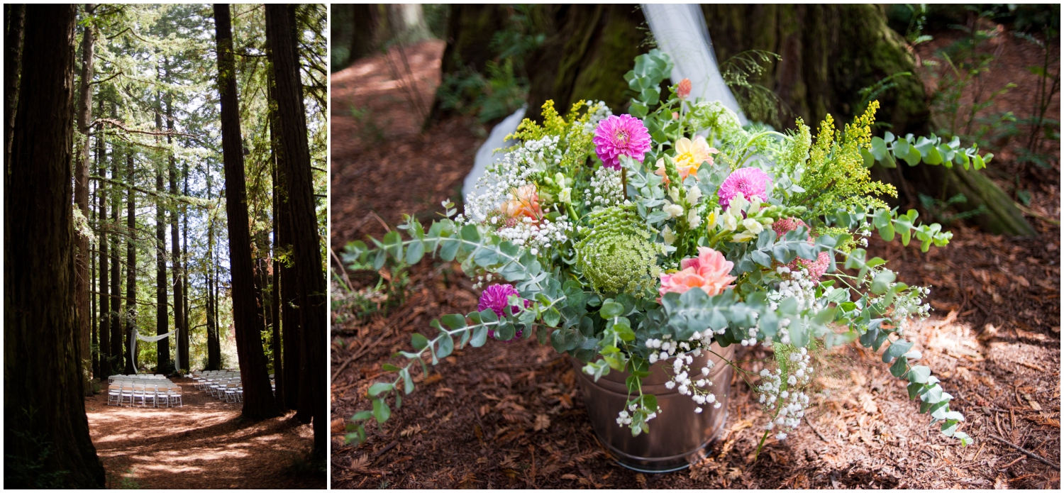 Detail photos of redwood wedding in the Oakland Hills