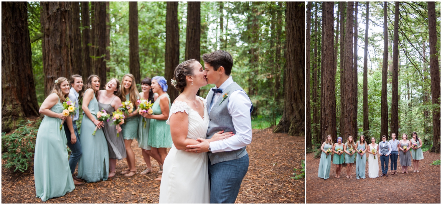 Portraits with bridal party at Roberts Recreation Area in the Oakland Hills