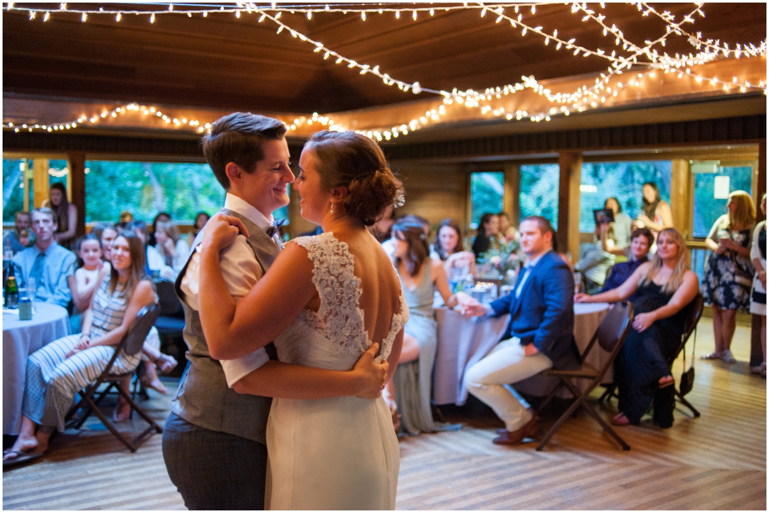 Married couple dancing together