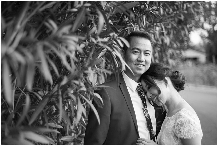 Wedding portrait of bride and groom in Sunol, CA