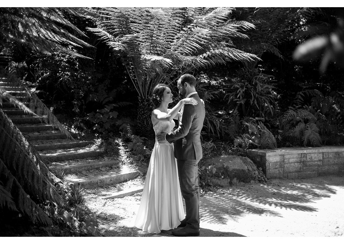 First look of bride and groom in Golden Gate Park