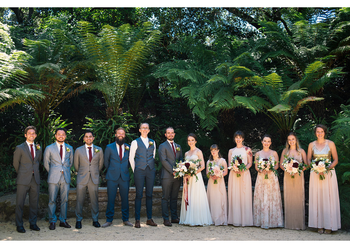 Wedding party photo in Golden Gate Park