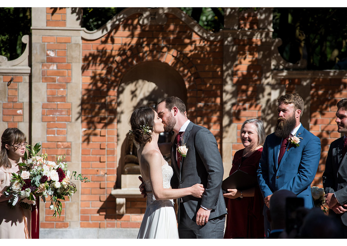 Bride and Groom kiss for first time 