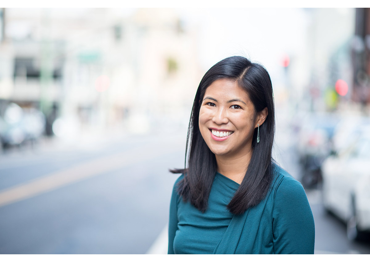 Portrait of businesswoman in downtown oakland