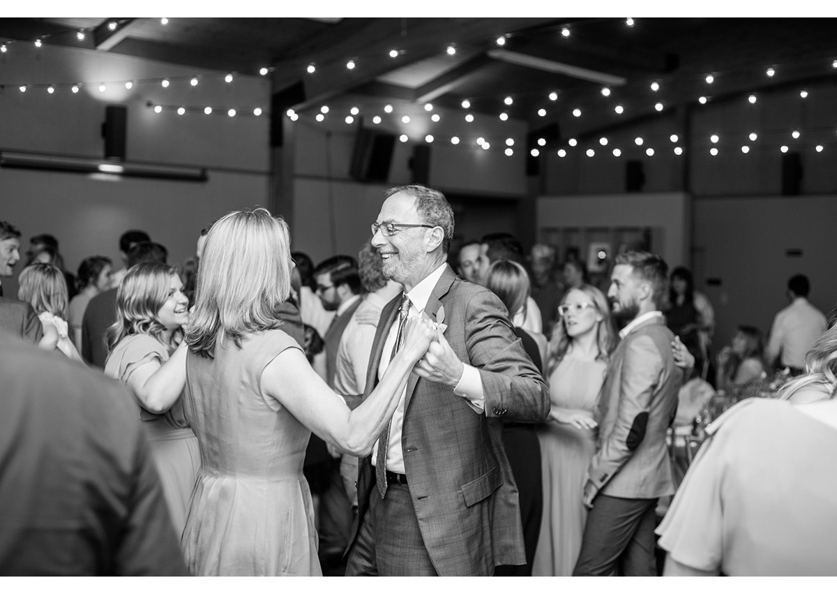 Wedding guests dancing