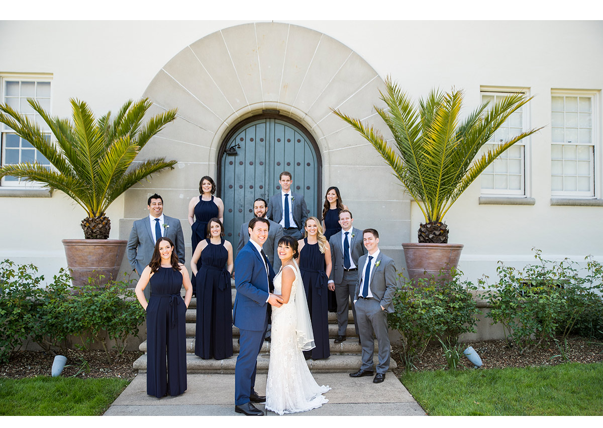 Wedding party on steps at San Francisco Film Centre