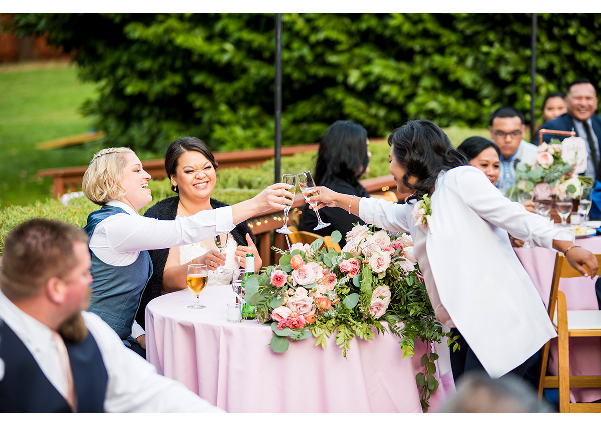 Bride's toasting with officiant