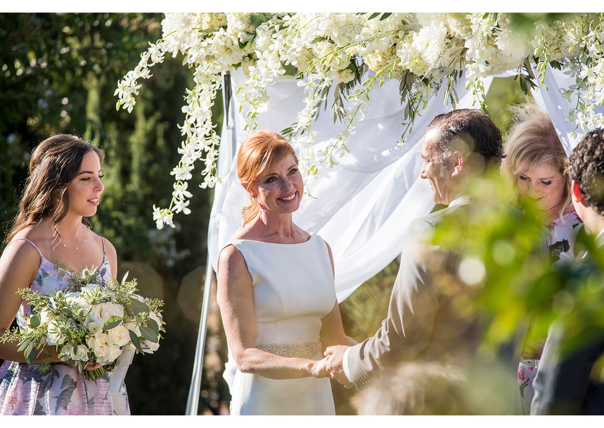 Bride smiling during Sonoma wedding ceremony