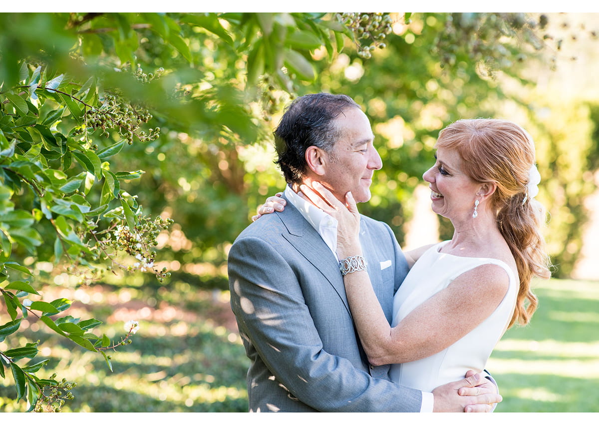 Candid portrait of bride and groom in sonoma