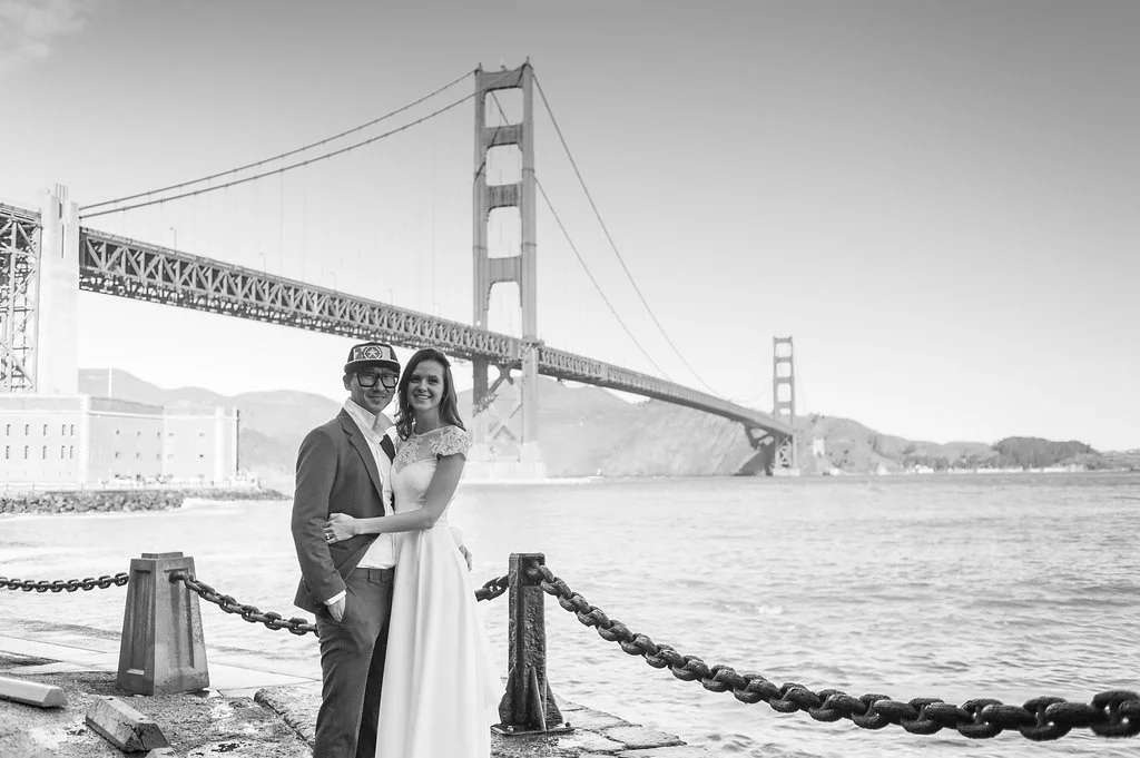 Couple Portraits at Fort Point beneath Golden Gate Bridge