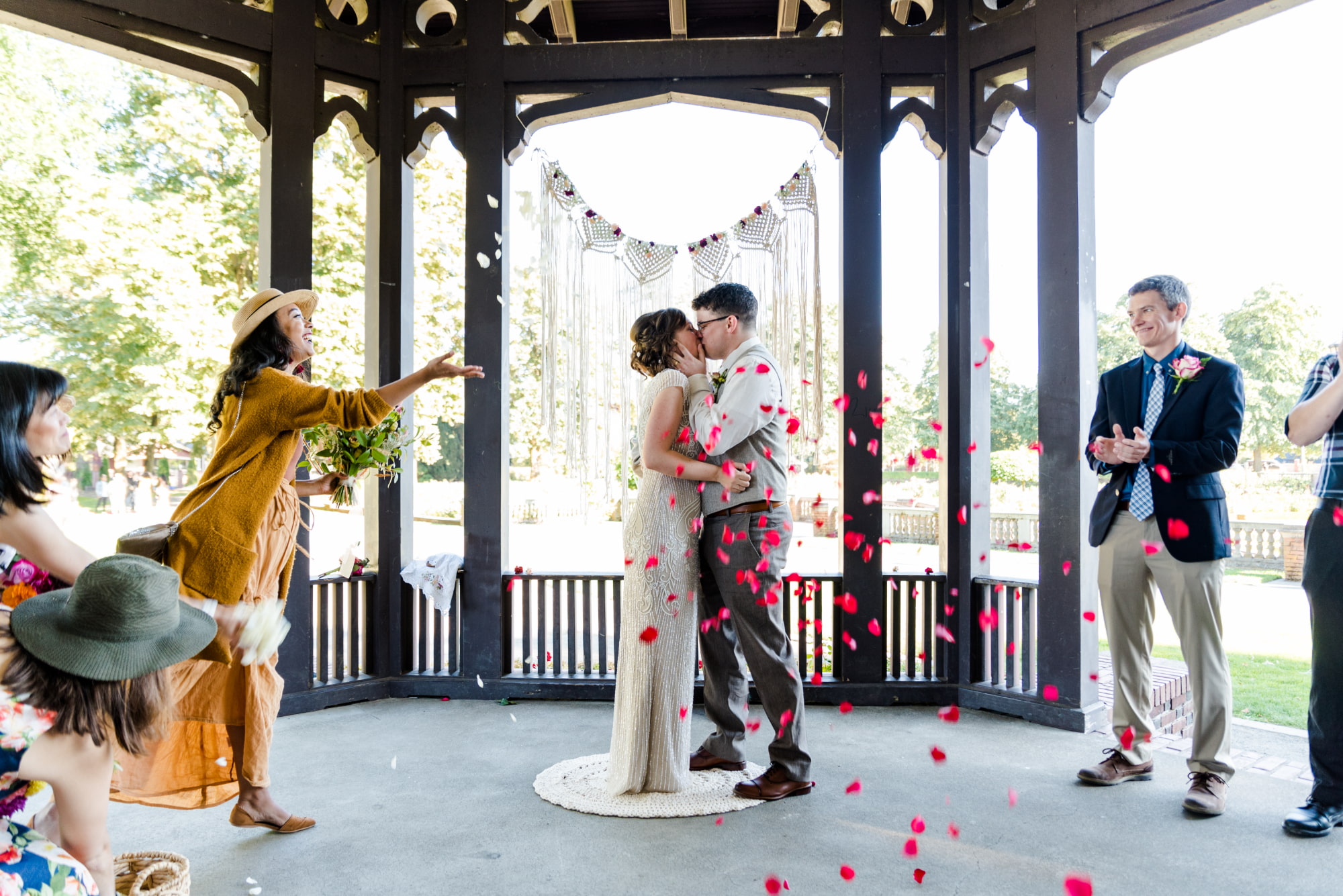 Bride and Groom kiss after end of ceremony