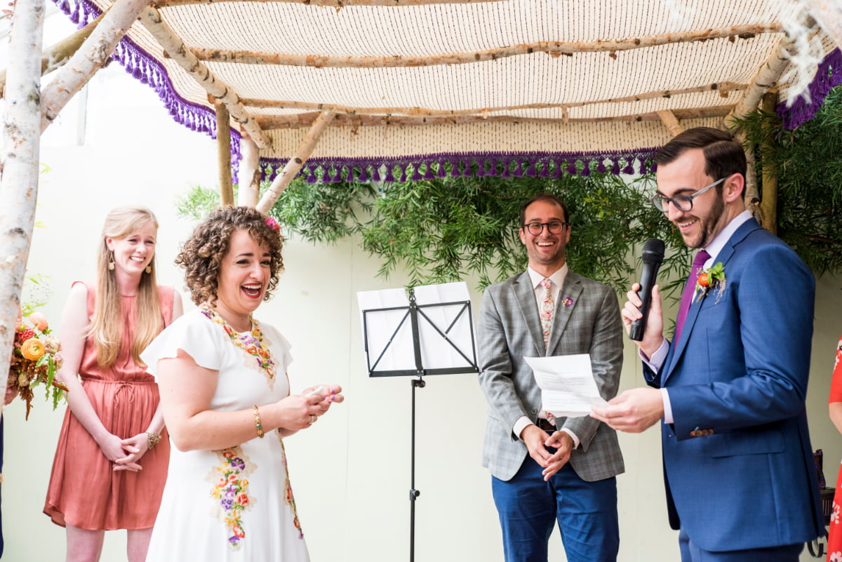 Candid of Bride and Groom during pacifica wedding ceremony