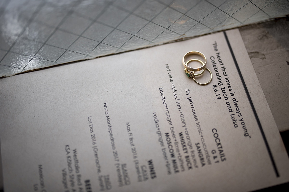 Wedding rings on Duende menu
