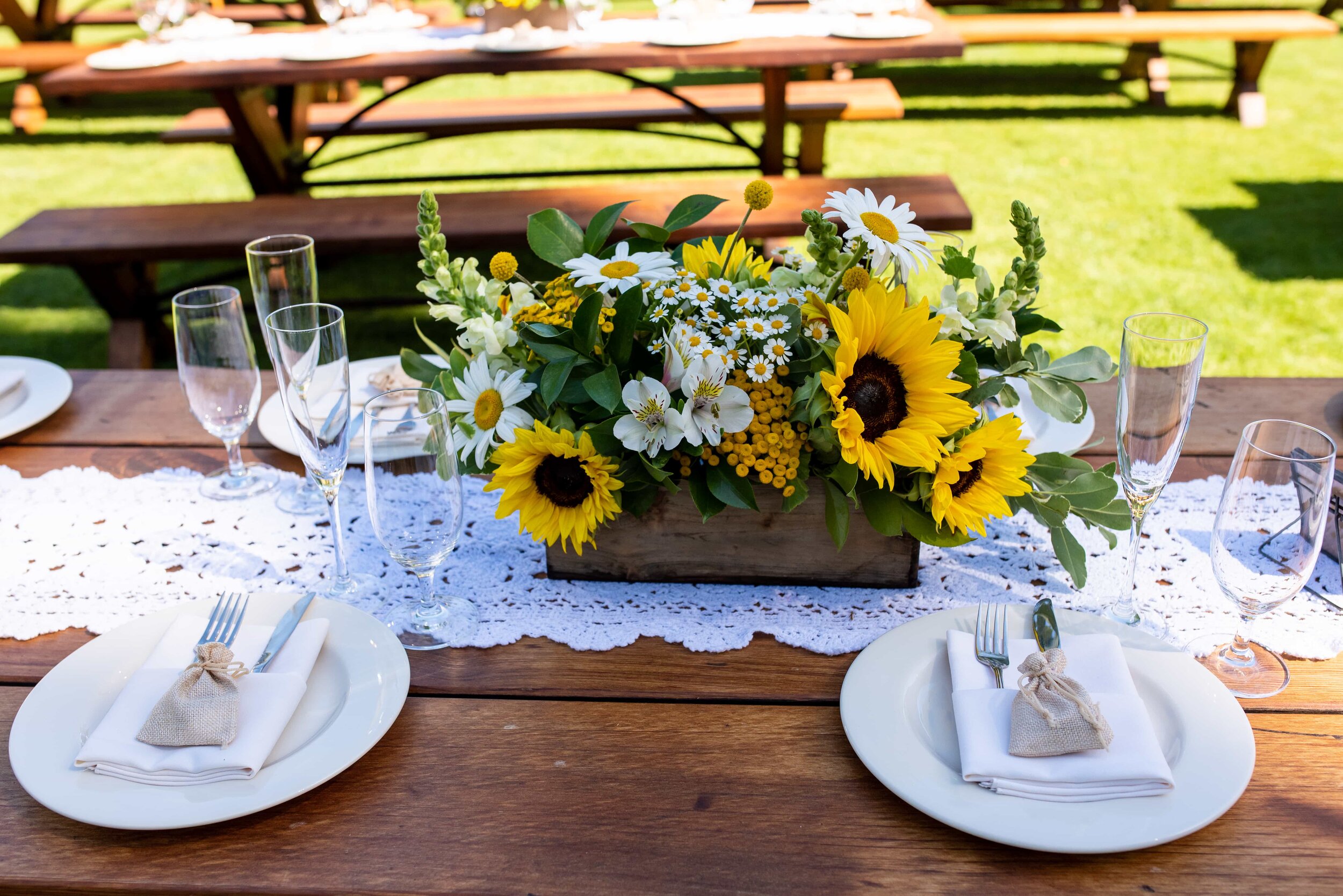 Sunflower center piece of wedding table