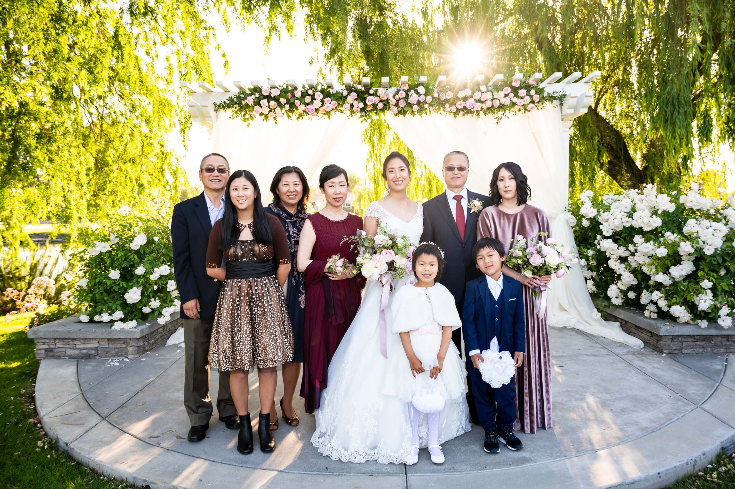 Family portrait after wedding ceremony