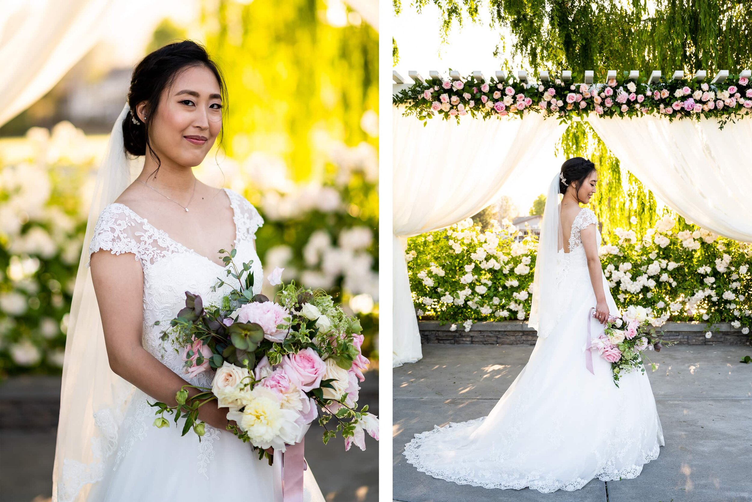 Detail of Bride and Wedding Dress at San Ramon Waters