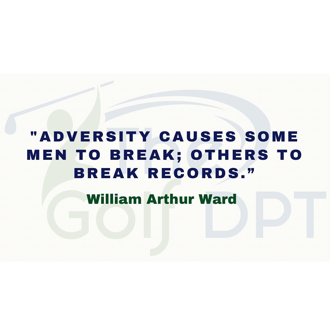 I found this quote inspiring and hope everyone else does on this #motivationmonday. Don&rsquo;t be afraid of adversity, we will all face it at one point or another.

#golf #golfer #golflife #physicaltherapy #dpt #prehab #motivationalquotes #athlete #