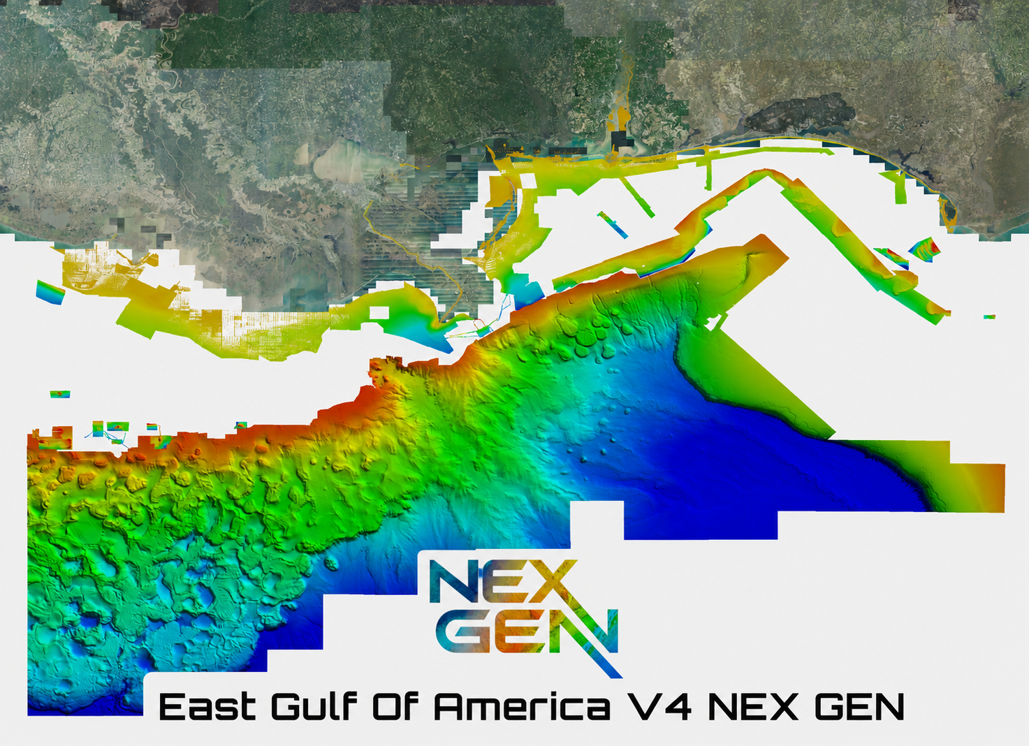 East Gulf of America V4 3D Relief Shading CMOR Card