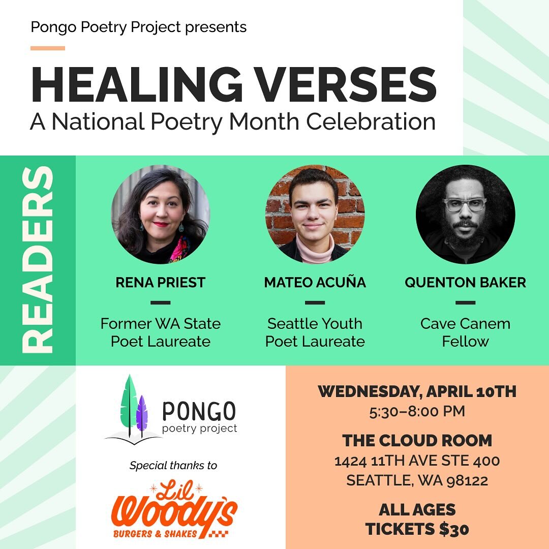 📝Celebrate National Poetry Month with our friends at @pongopoetry this April!

On Wednesday April 10th, Pongo is hosting Healing Verses 2024, a night full of readings, discussion, and community, honoring the healing power of poetry writing and self-