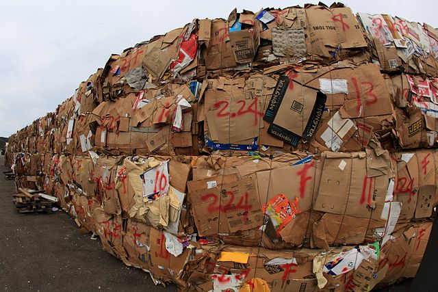 Crushed Cardboard Boxes to be Recycled