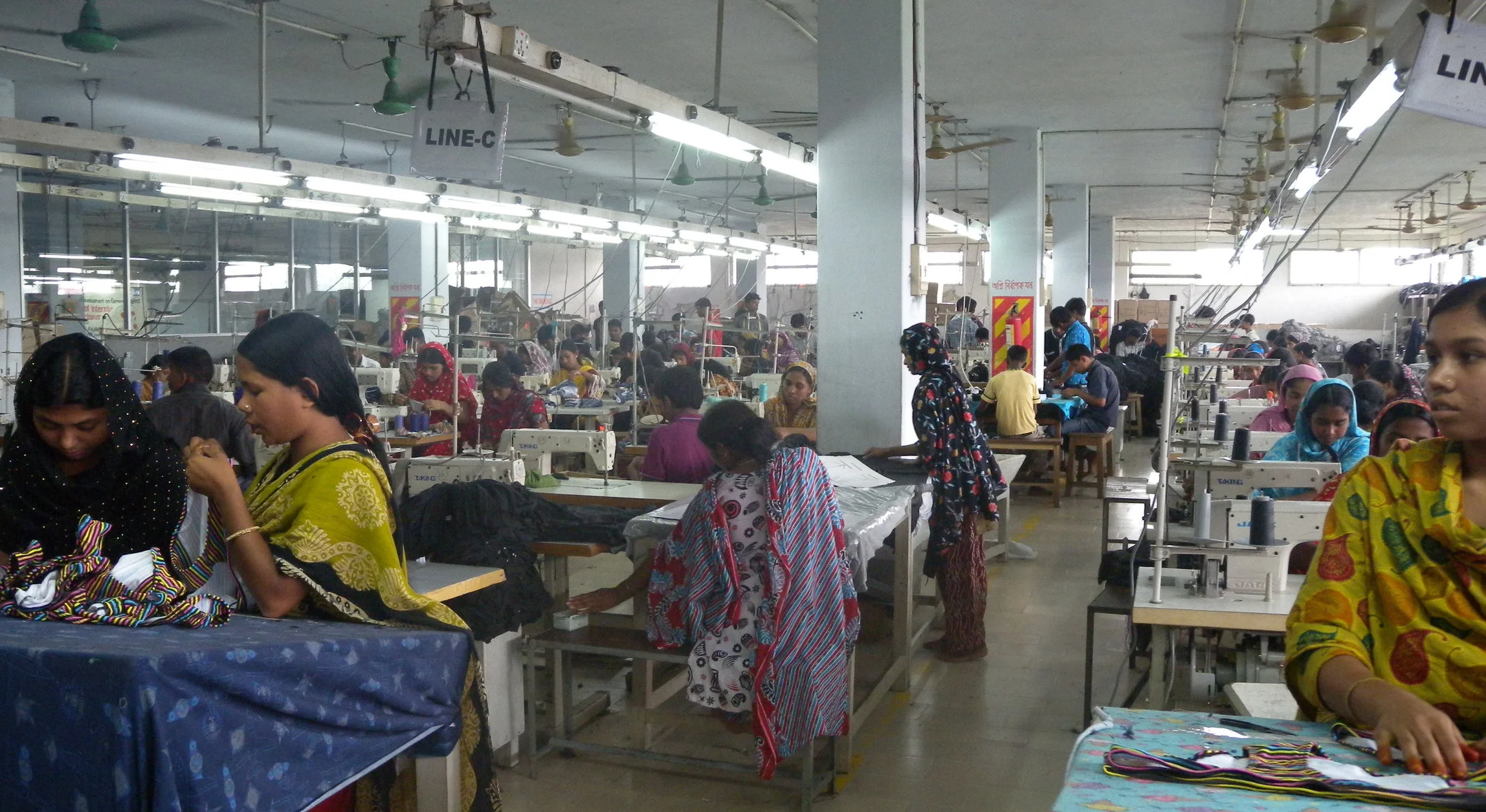 A clothing textile garment factory / assembly line in Bangladesh (Not one of Patagonia's). Photo by: Tareq Salahuddin