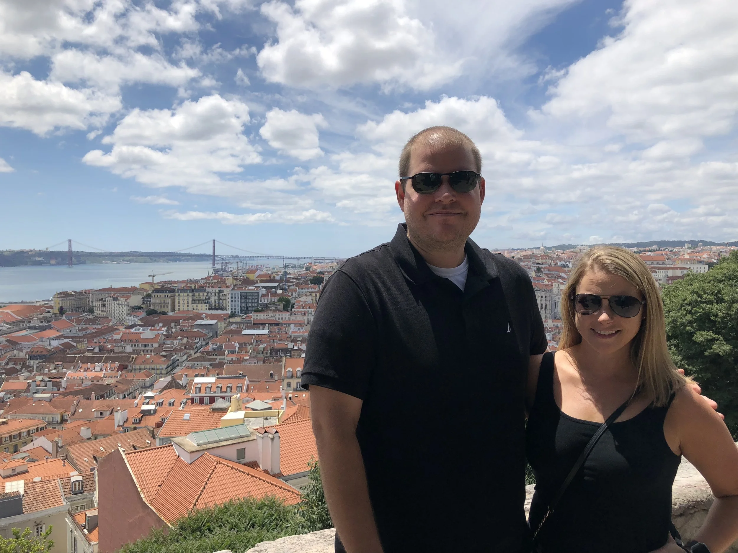 My husband John and I enjoyed the stunning view of Lisbon and the Tagus river from São Jorge Castle.