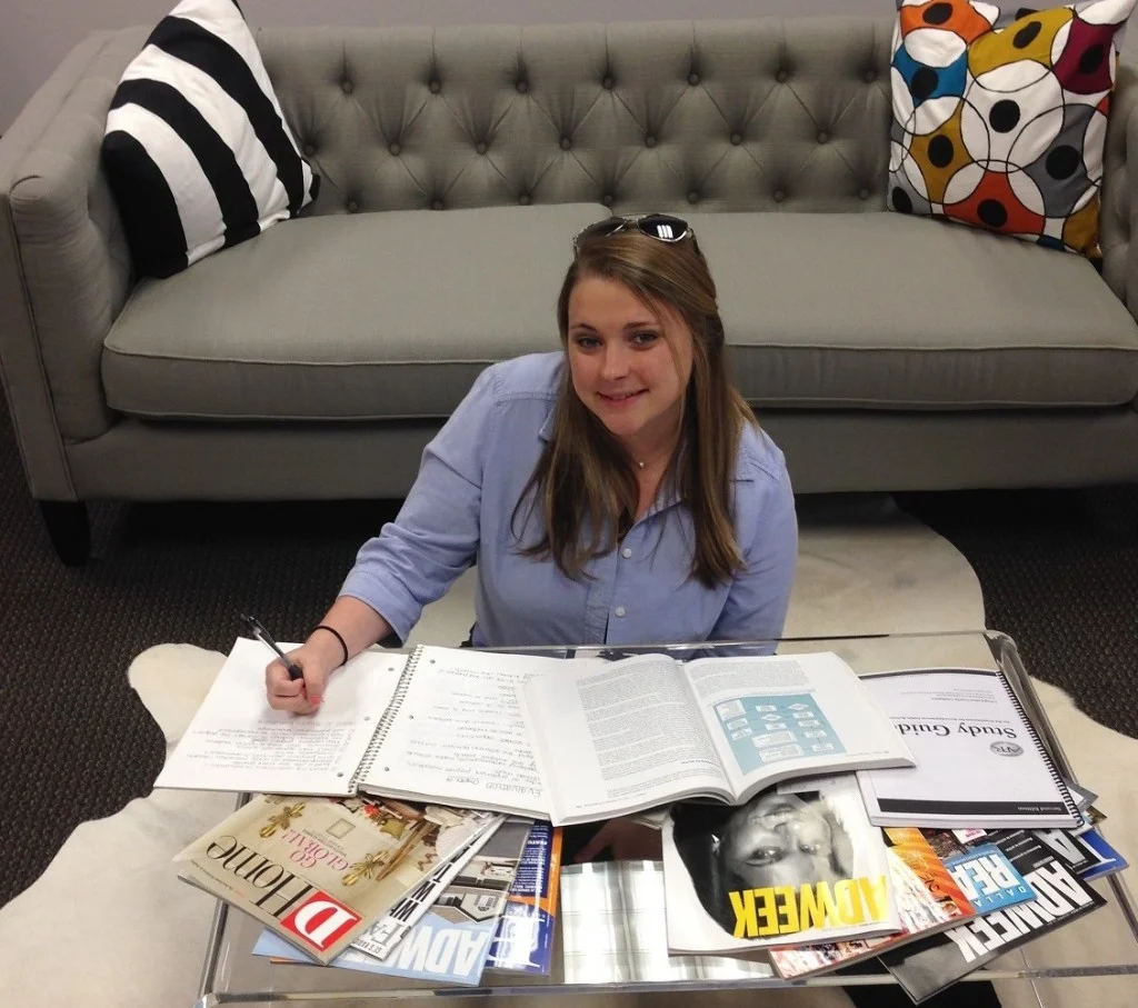 Three Box Director of Operations Christi Matthys studies for her APR back in 2015.