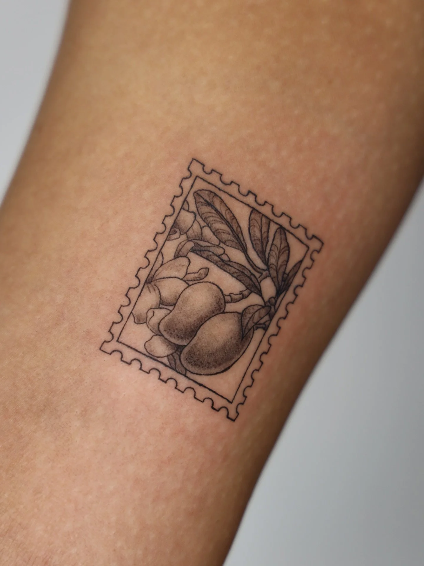 Mangoes stamp for my dear client @sarahvarua 🥭🌸

The amount of childhood memories and laughs that we shared during our session made this one of my favorite tattooing experiences so far.

Sharing moments and memories with your clients, that&rsquo;s 