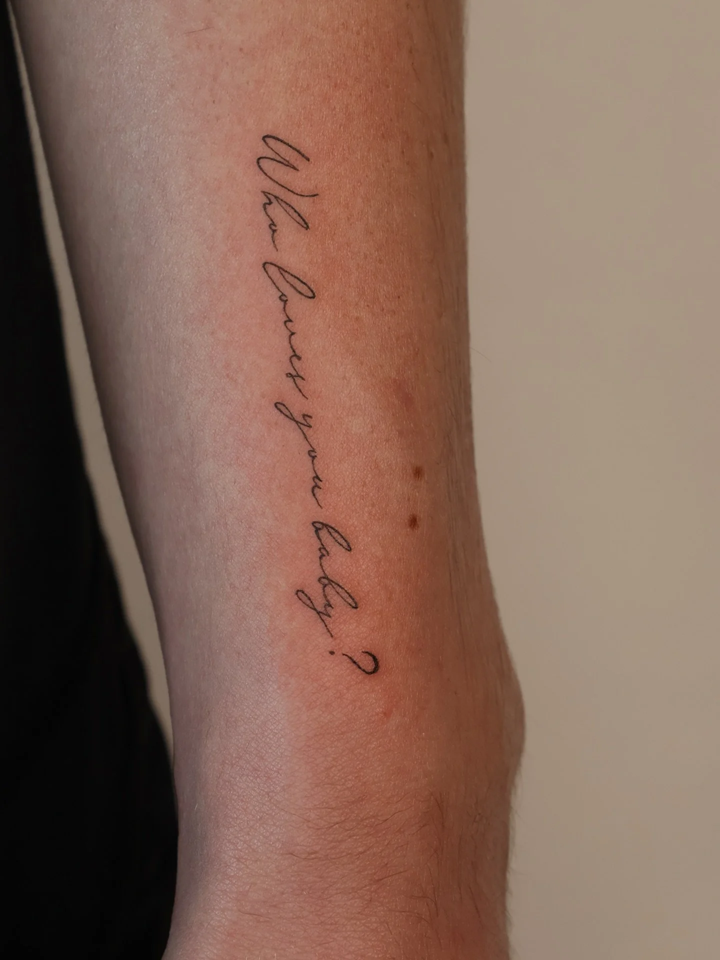 &ldquo;Who loves you baby?&rdquo; 

A memorial piece for my client. A gentle reminder of the love that may never leave us, now forever inked on his skin. 

Done at @nicetattooparlor 

Bookings are open for May and June🤍 DM or click the link in my bi