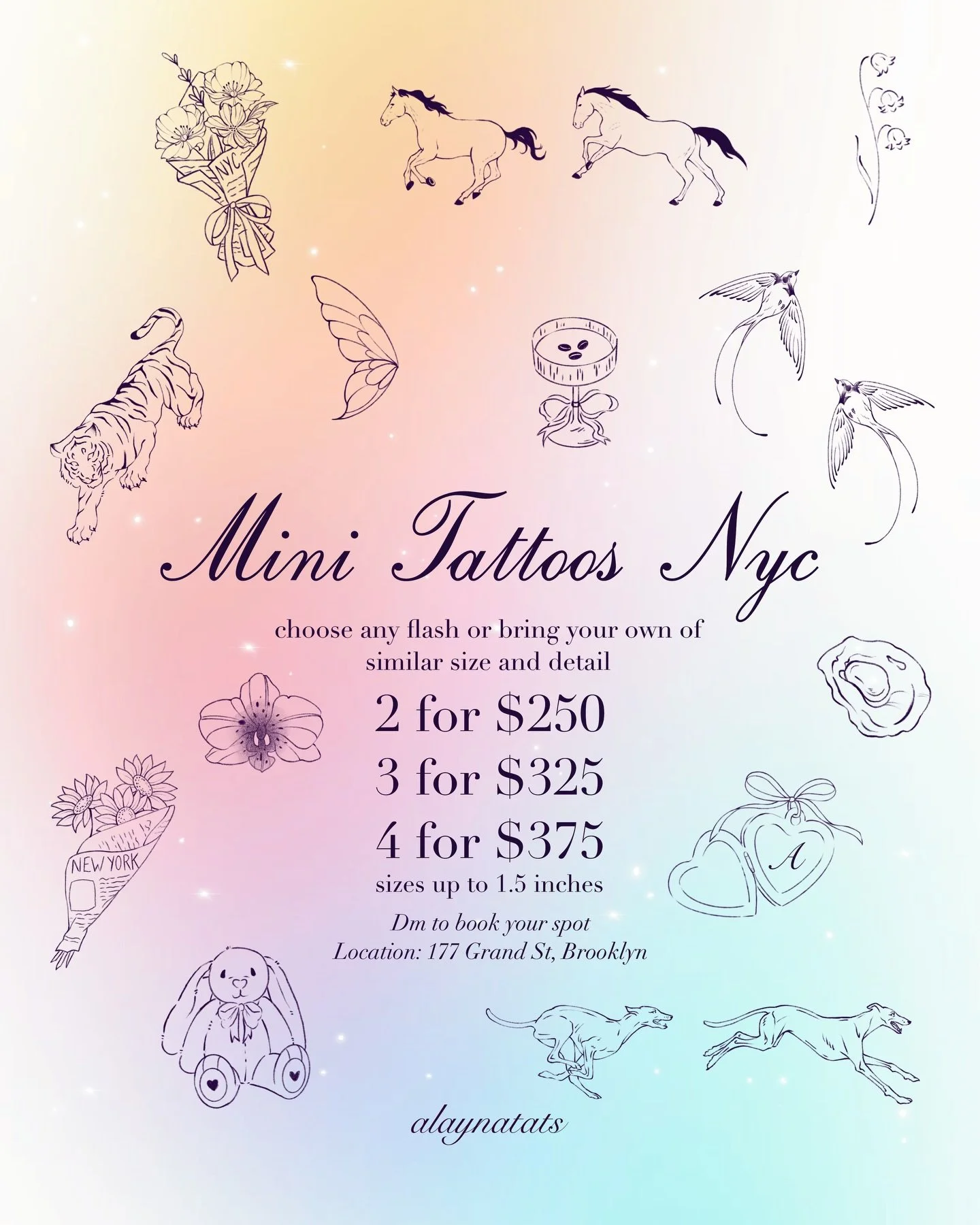 A new set of mini tattoos, just for you 💕💐

I&rsquo;ve brought back some favorites of yours and made some new mini flashes as well. Made with lots of love for my people in NYC.

You can DM me or click the link in my bio to book your spot 💕

I will