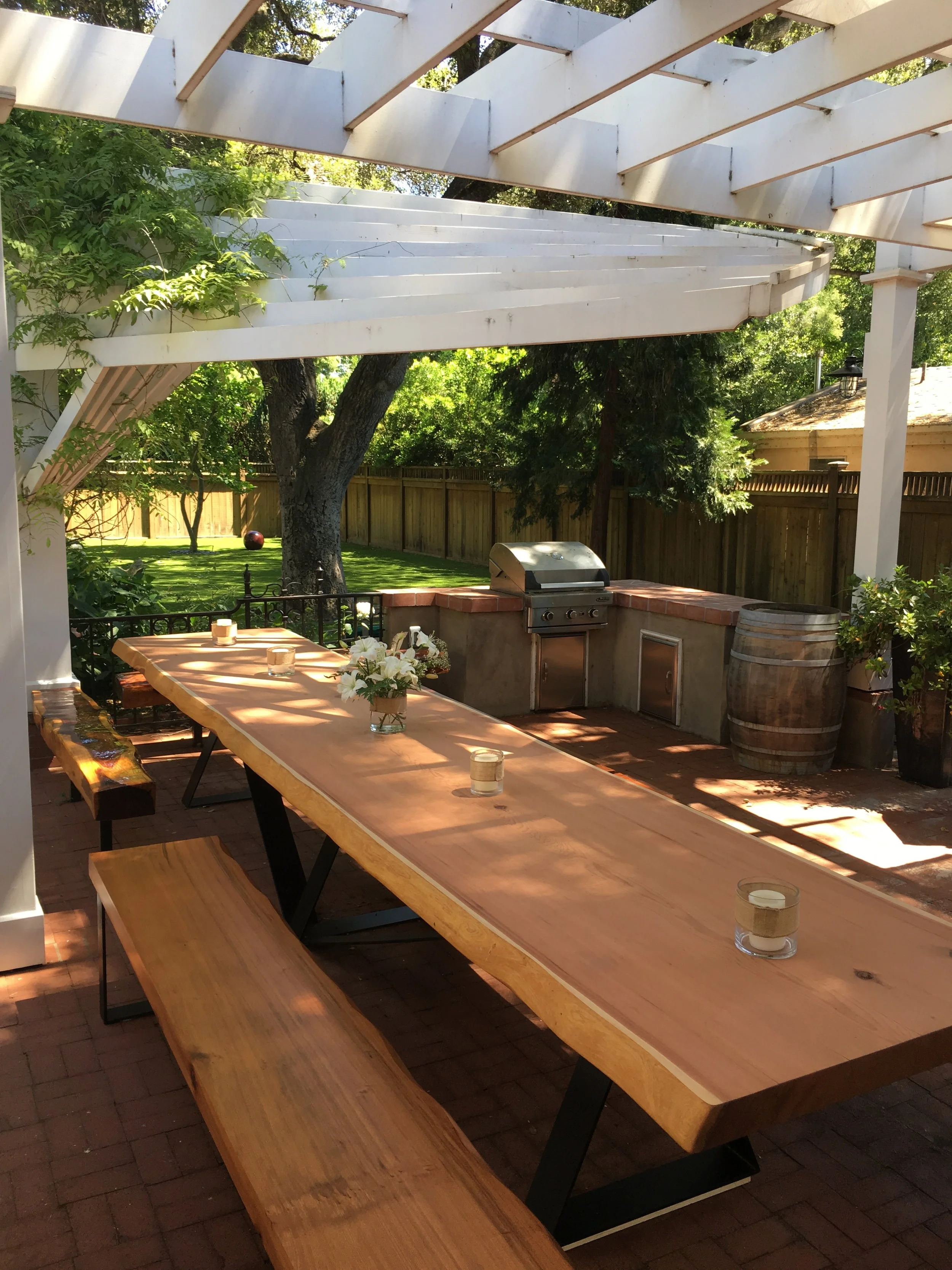 sequoia lumber company on Marshall Outdoor Redwood Slab Live Edge Table Bozke Design Co
